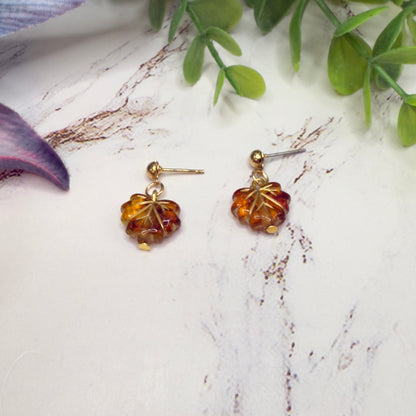 Autumn Fall Leaf Dangle Post Doll Earrings • 18 Inch Fashion Doll Jewelry