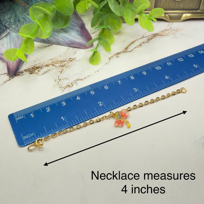 Yellow Orange Dragonfly Charm Gold Chain Doll Necklace • 14 Inch Fashion Doll Jewelry