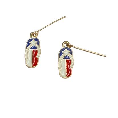 Americana Patriotic Flip Flop Sandal Dangle Doll Earrings for 18 Inch Fashion Doll