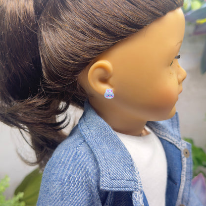 Blue Bunny Easter Post Doll Earrings • 2mm Post for 18 Inch Fashion Doll