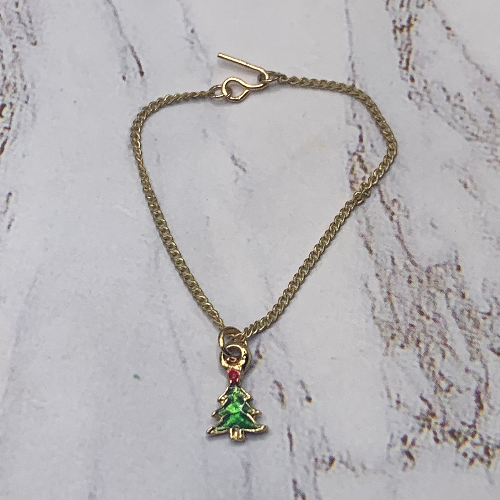 Christmas Tree Charm Gold Chain Doll Necklace • 16 inch Fashion Doll Jewelry