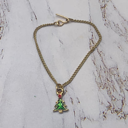 Christmas Tree Charm Gold Chain Doll Necklace • 16 inch Fashion Doll Jewelry