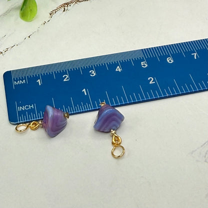 Purple Blue Swirl Glass Drop Gold Doll Earrings - DANGLE ONLY fits 2mm post for 18 Inch Fashion Dolls