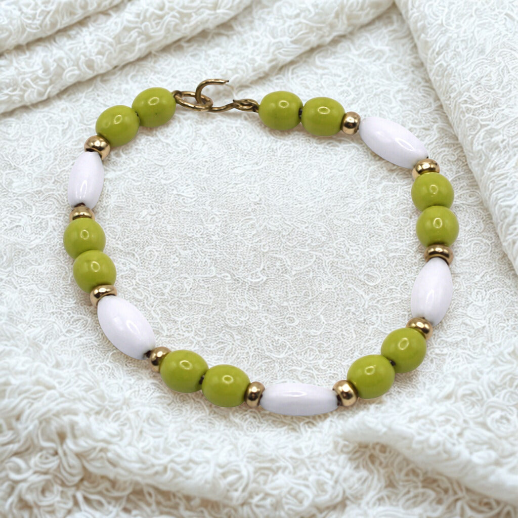 Green White Beaded Necklace for 14” Doll fits Wellie Wisher Doll