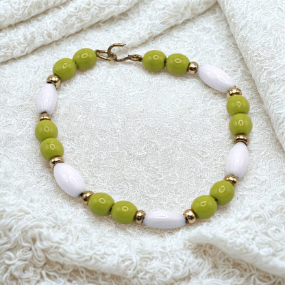 Green White Beaded Necklace for 14” Doll fits Wellie Wisher Doll
