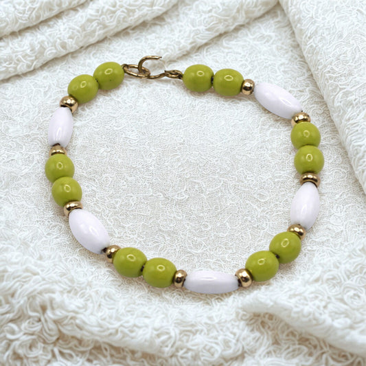 Green White Beaded Necklace for 14” Doll fits Wellie Wisher Doll