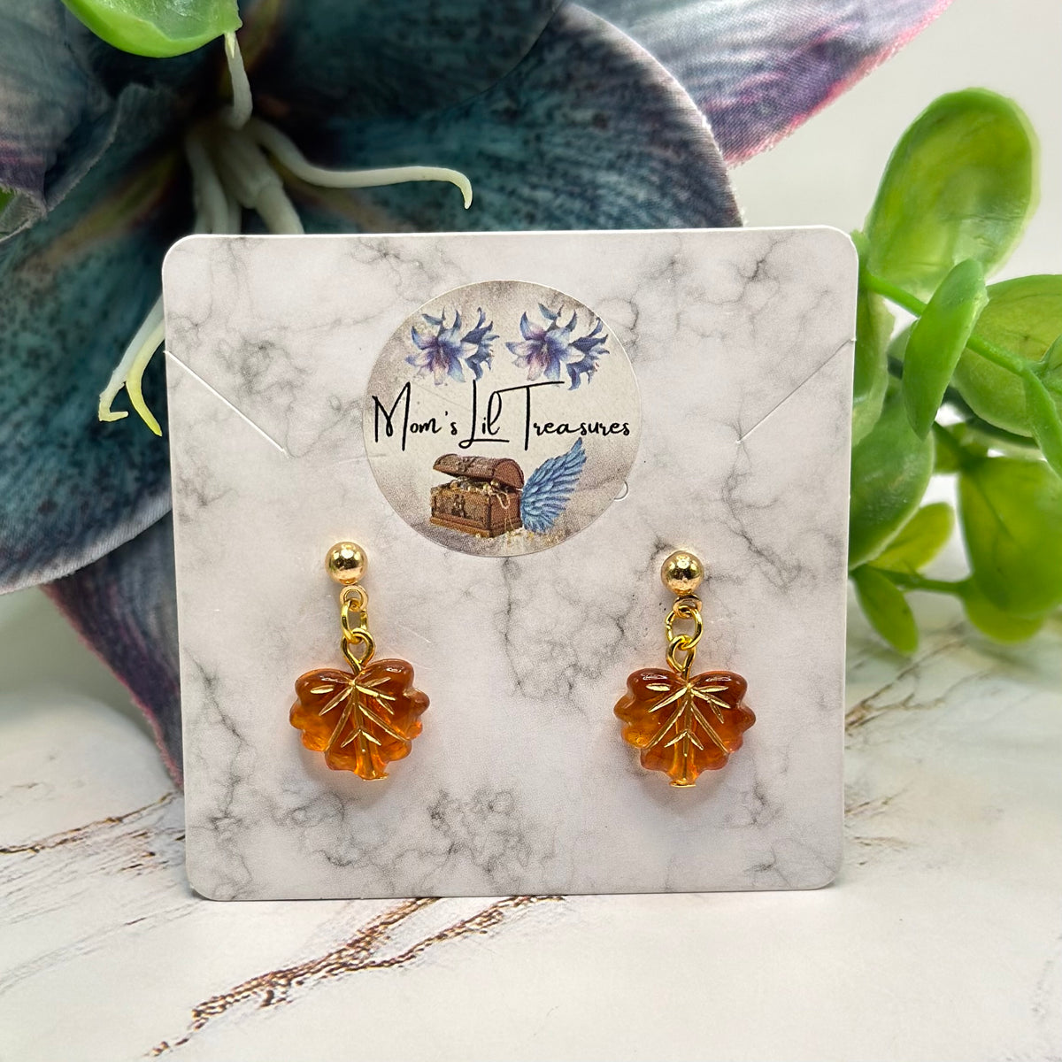 Fall Autumn Leaf Dangle Post Doll Earrings | for 18 Inch Fashion Dolls