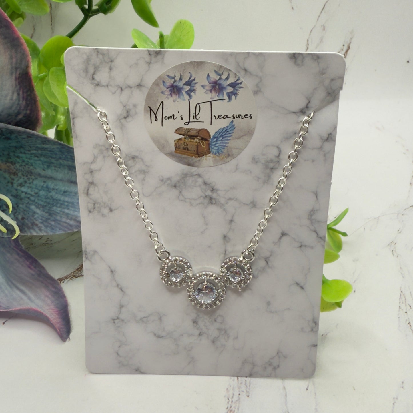 Triple Circle Round Clear Rhinestone Silver Doll Necklace • 18 Inch Fashion Doll Jewelry