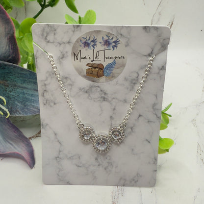 Triple Circle Round Clear Rhinestone Silver Doll Necklace • 18 Inch Fashion Doll Jewelry