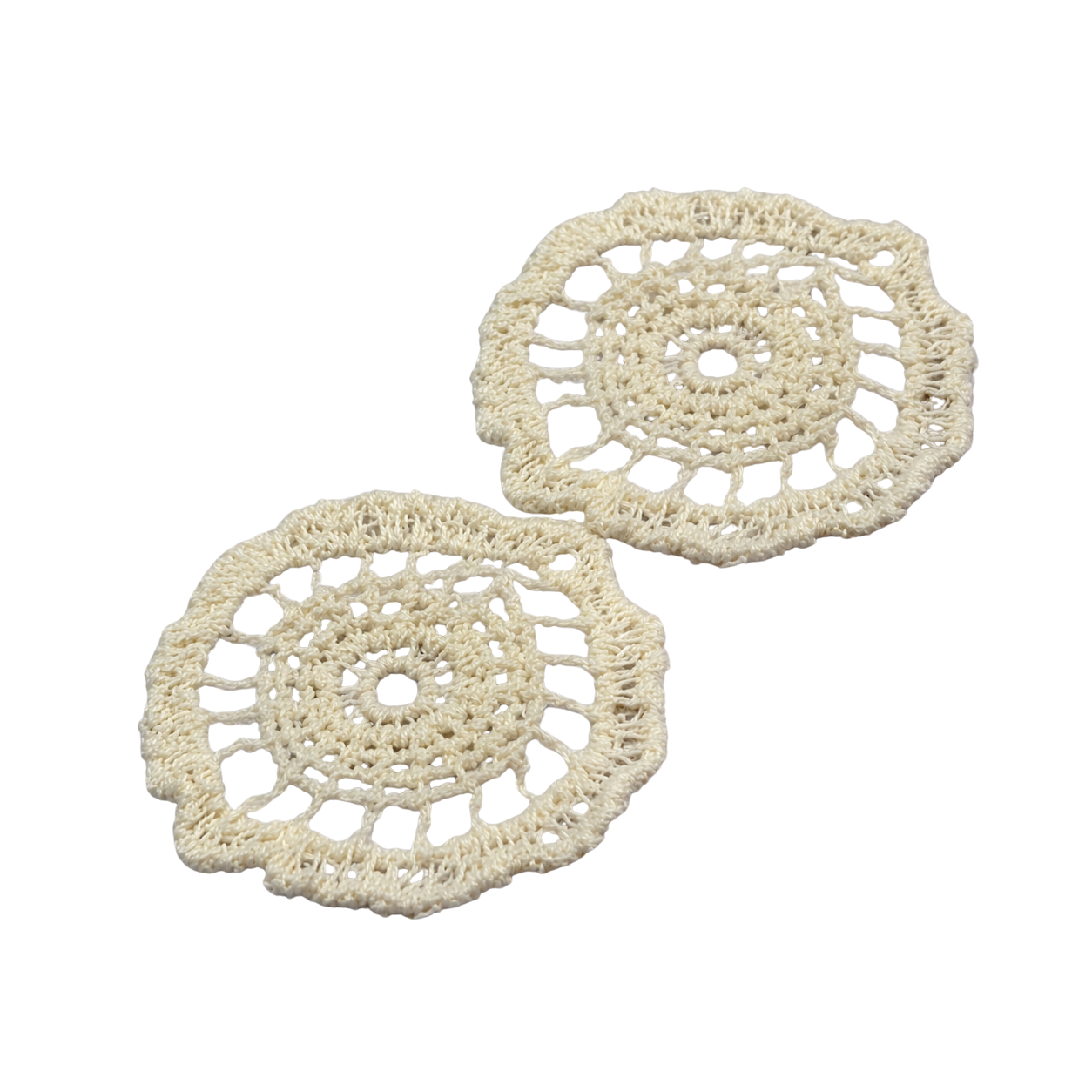 Set of 2 Off White Cream Crochet Fabric Doilies Doily • Dollhouse Miniatures