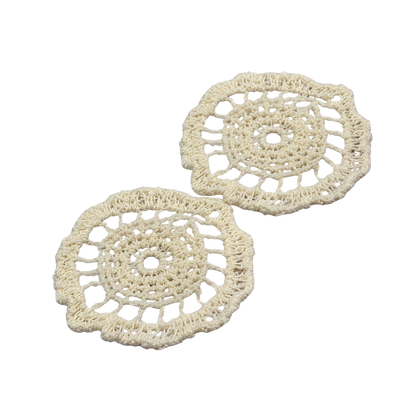 Set of 2 Off White Cream Crochet Fabric Doilies Doily • Dollhouse Miniatures