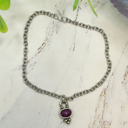 Purple Burgundy Enamel Charm Silver Chain Doll Necklace• 18 Inch Fashion Doll Jewelry