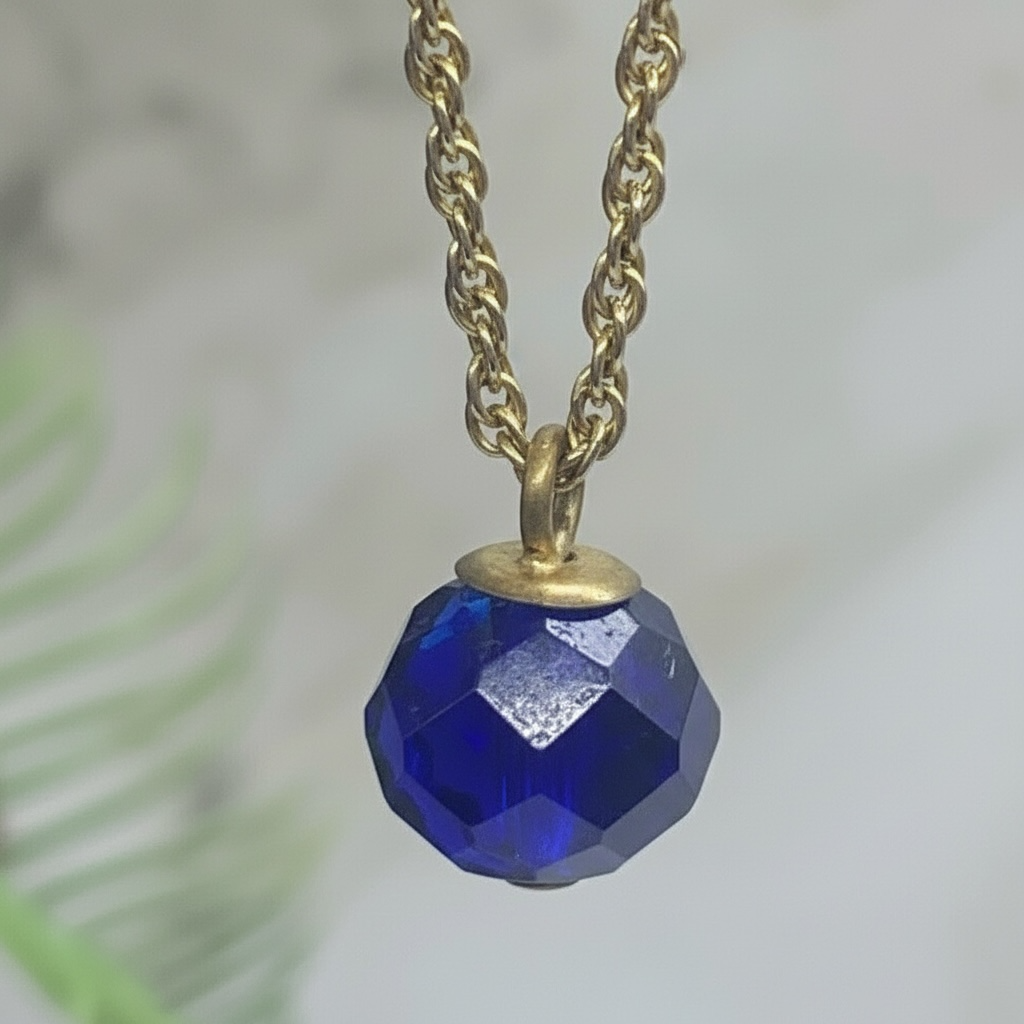 Blue Glass Drop Pendant Doll Necklace Earrings Set • 18 Inch Doll Jewelry