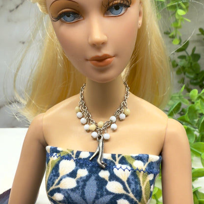 High Heel Pump Pendant Beaded Dangle Doll Necklace • 16 Inch Fashion Doll Jewelry