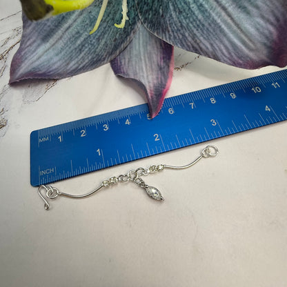 Clear Rhinestone Dangle Curved Silver Link Doll Necklace • 10-12 Inch Fashion 1:6 Doll Jewelry