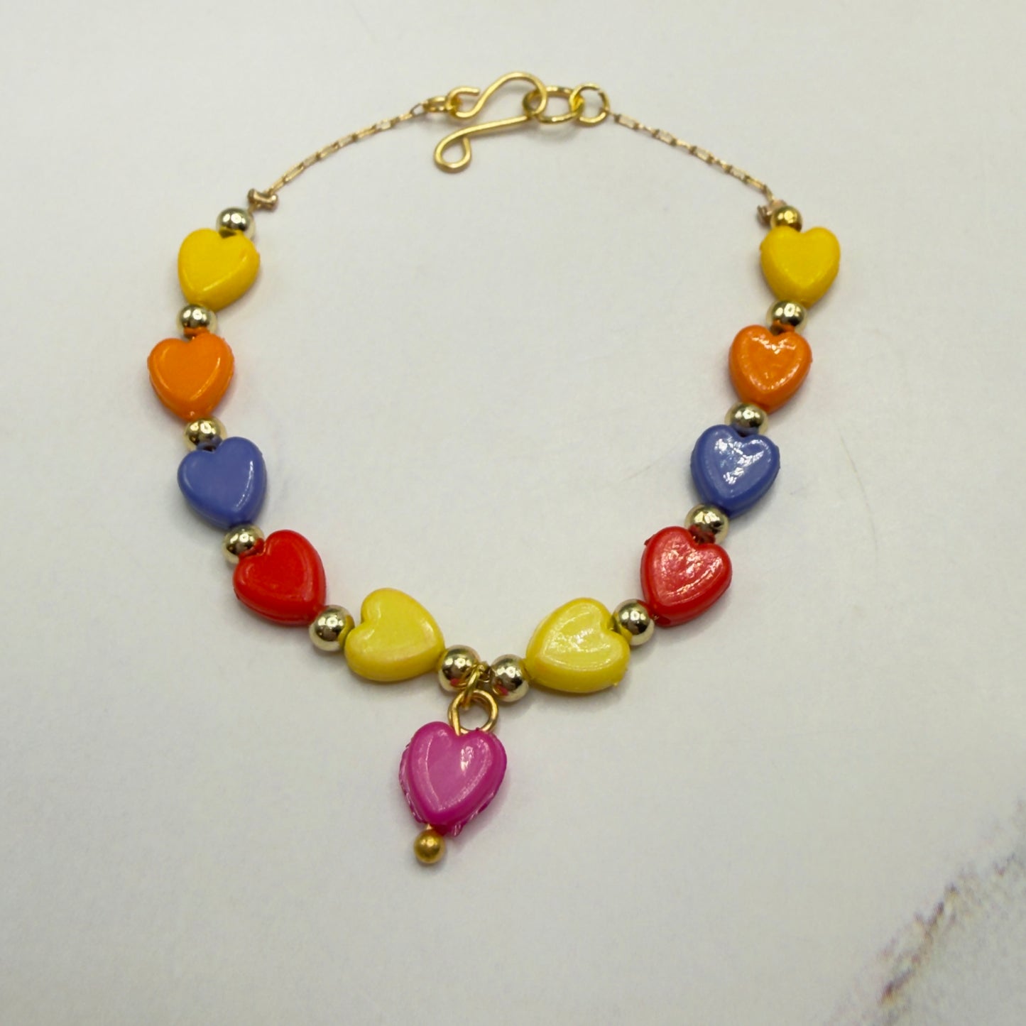 Rainbow Multi Color Heart Bead Doll Necklace • 18 Inch Fashion Doll Jewelry