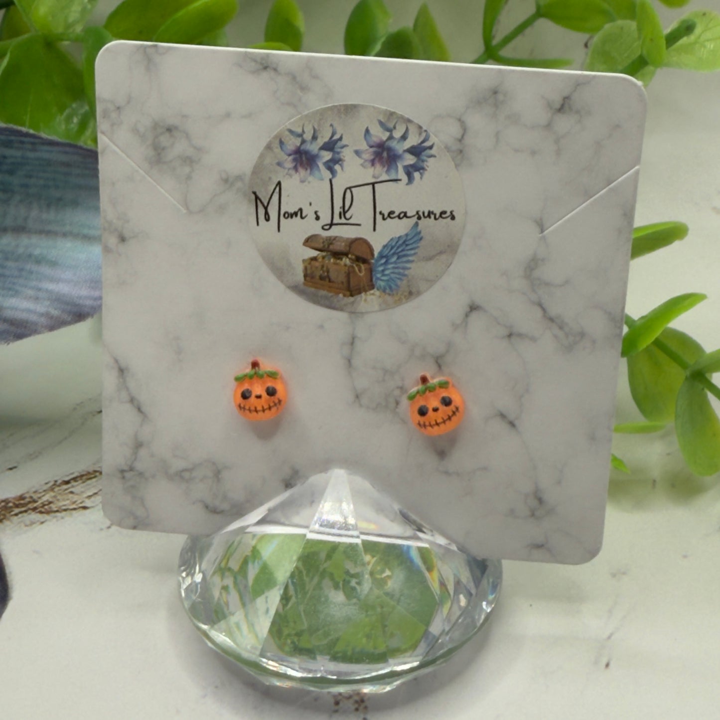 Pumpkin Halloween Silicone Plastic Post Doll Earrings • 18 Inch Fashion Doll Jewelry