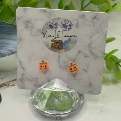 Pumpkin Halloween Silicone Plastic Post Doll Earrings • 18 Inch Fashion Doll Jewelry