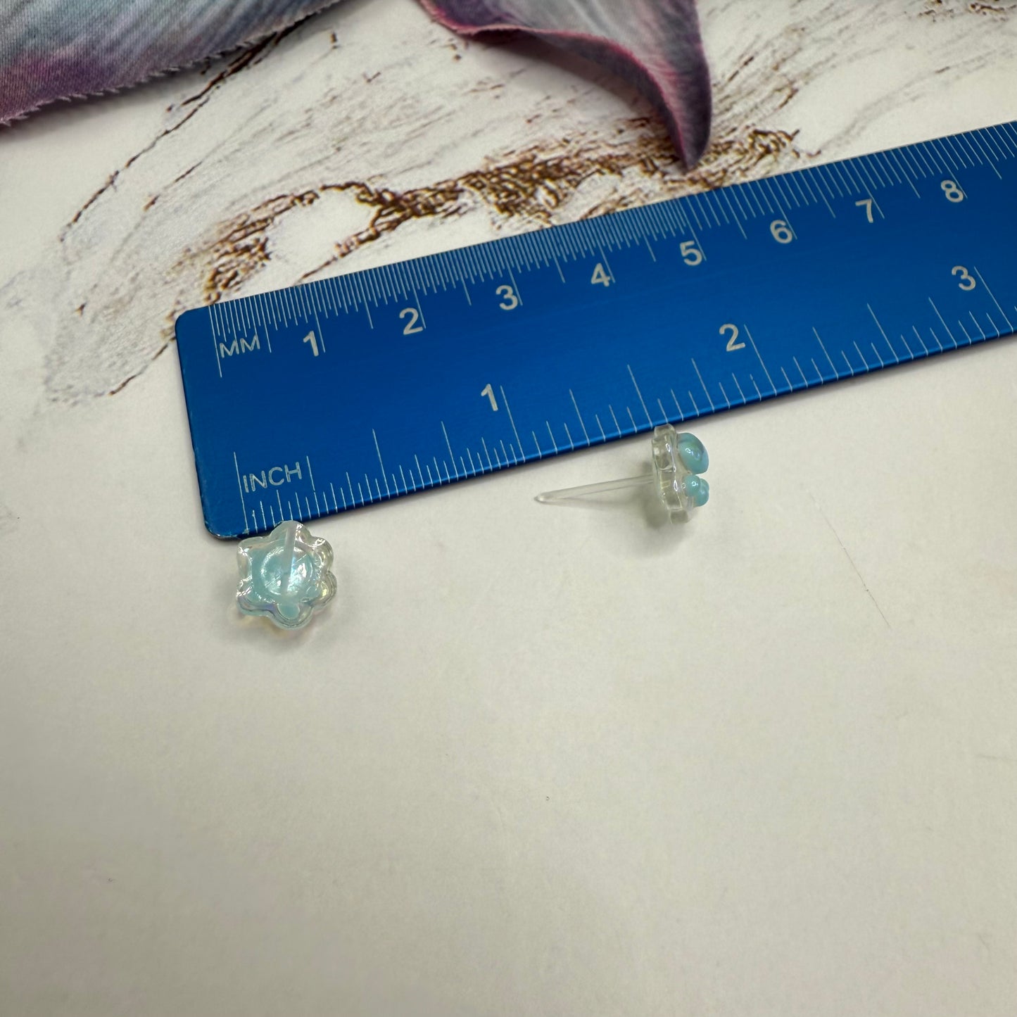 Light Blue Acrylic Paw Print Doll Earrings • 18 Inch Fashion Doll Jewelry
