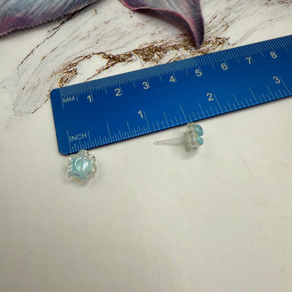 Light Blue Acrylic Paw Print Doll Earrings • 18 Inch Fashion Doll Jewelry