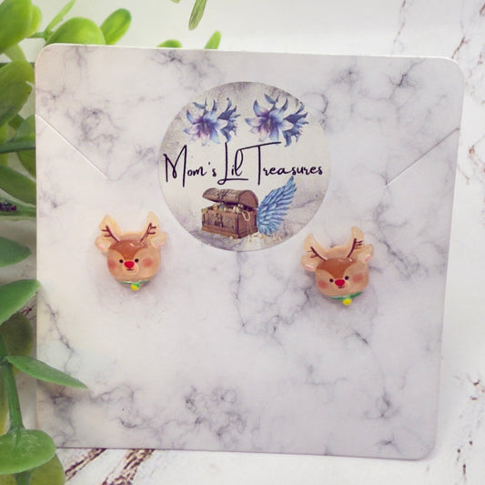 Reindeer Rudolph Christmas Silicone Post Doll Earrings • 18 Inch Fashion Doll Jewelry