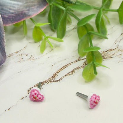 Pink Lattice Design Heart Post Doll Earrings • 2mm Post for 18 Inch Fashion Doll