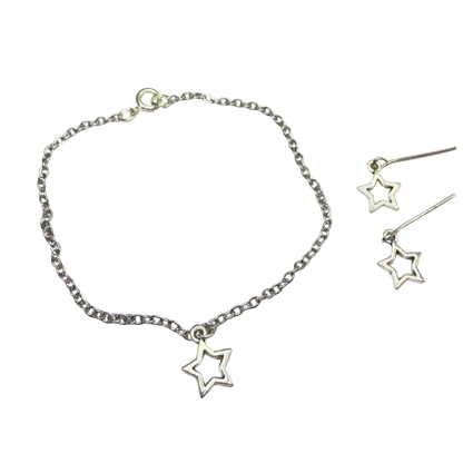 Silver Star Charm Doll Necklace & Earrings Set for 18 Inch Fashion Doll