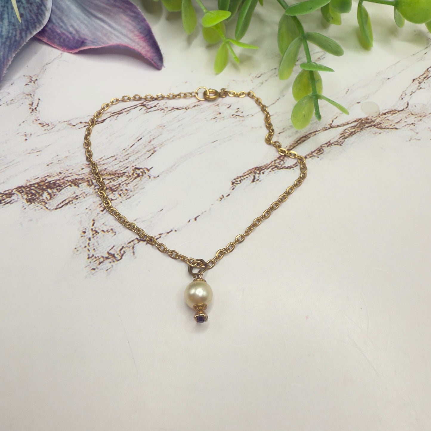 Pearl Drop Light Purple Rhinestone Gold Chain Doll Necklace • 18 Inch Fashion Doll Jewelry