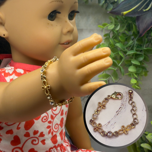 Gold Tone Filigree Cross Design Clear Rhinestone • 18 Inch Fashion Doll Jewelry