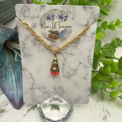 Teardrop Charm Floral Design Gold Chain Doll Necklace • 18 Inch Fashion Doll Jewelry