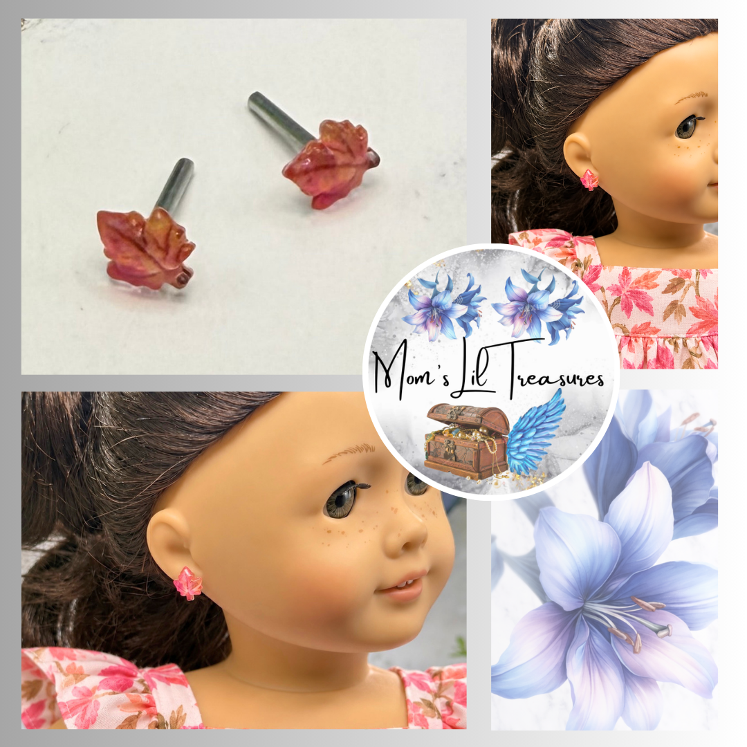 Fall Maple Leaf 2mm Post Doll Earrings | fits 18 Inch Fashion Doll • American Girl