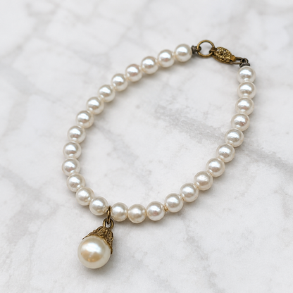 Pearl Doll Necklace with Pearl Drop Pendant for 18-22” Vintage Doll Jewelry