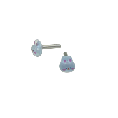 Blue Bunny Easter Post Doll Earrings • 2mm Post for 18 Inch Fashion Doll