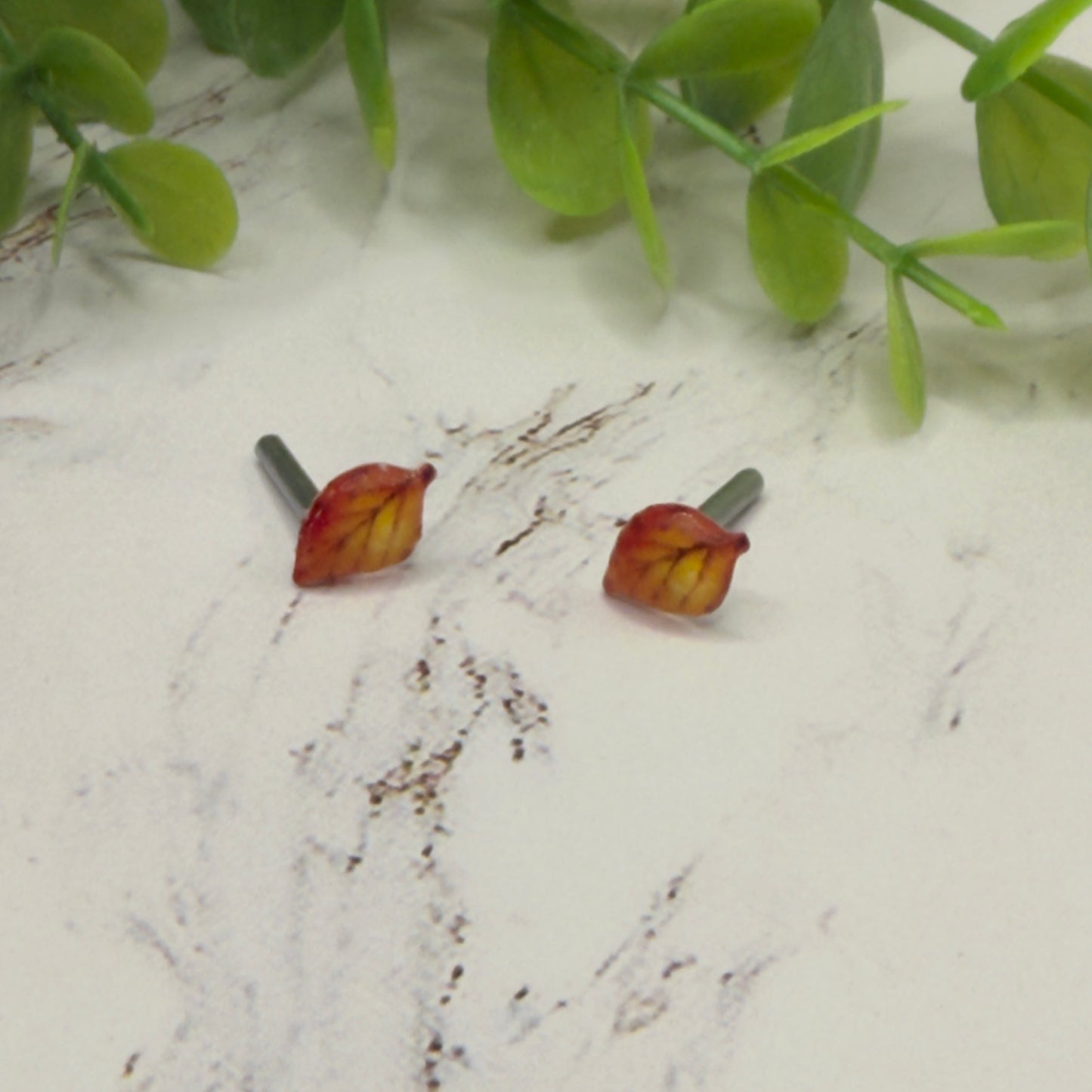 Autumn Fall Leaf Post Doll Earrings • 2mm Post fit 18 Inch Fashion Doll