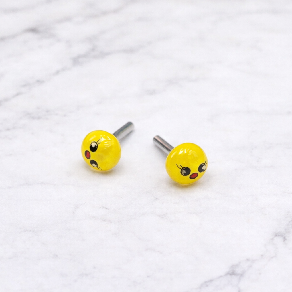Yellow Chick Face Easter Post Doll Earrings • 2mm Post for 18 Inch Fashion Doll