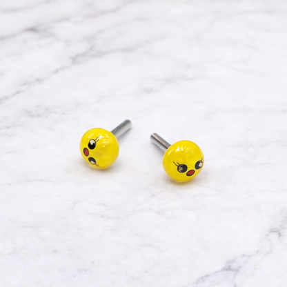 Yellow Chick Face Easter Post Doll Earrings • 2mm Post for 18 Inch Fashion Doll