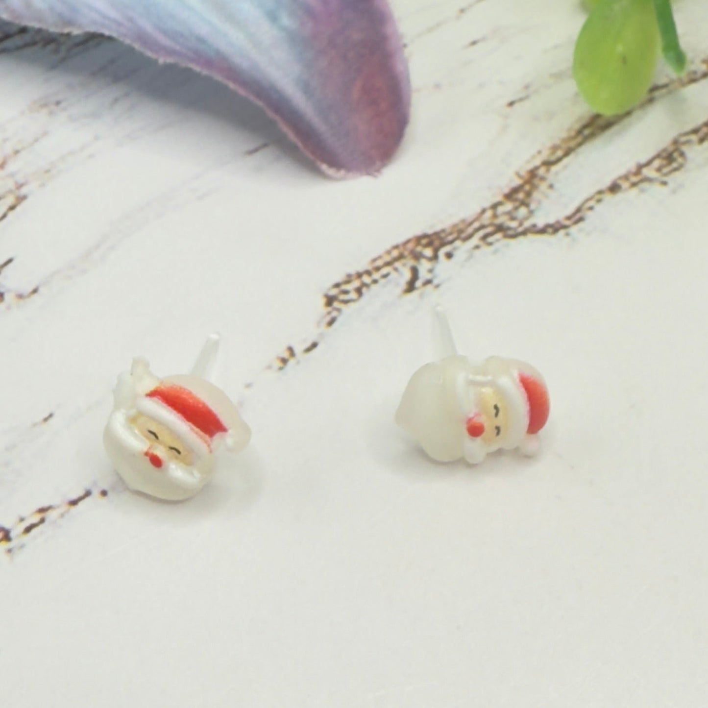 Santa Silicone Plastic Post Christmas Doll Earrings • 18 Inch Fashion Doll Jewelry
