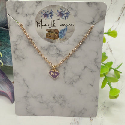 BF Purple Heart Charm Gold Chain Doll Necklace • 14 Inch Doll Jewelry