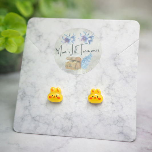 Yellow Bunny Easter Post Doll Earrings • 2mm Post for 18 Inch Fashion Doll