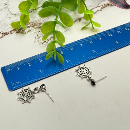 Halloween Silver Spider Web Black Rhinestone Necklace & Earrings Set | for 18 Inch Fashion Doll