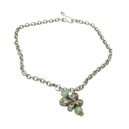 Butterfly Charm Green Bead Accents Silver Chain Doll Necklace • 18 Inch Fashion Doll Jewelry