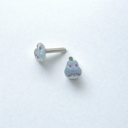 Blue Bunny Easter Post Doll Earrings • 2mm Post for 18 Inch Fashion Doll