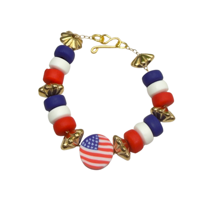 Red White Blue Americana Beaded Doll Necklace for 14 Inch Fashion Dolls