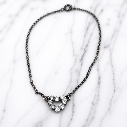 Silver Chain Rhinestone Heart Pendant Doll Necklace for 18 Inch Fashion Doll Jewelry