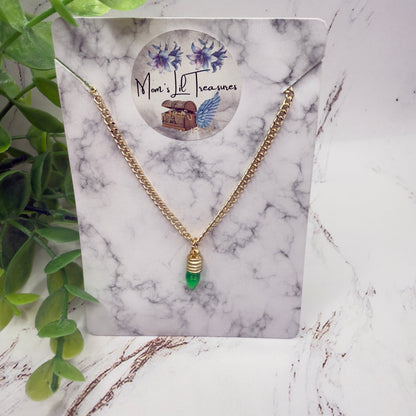 Green Christmas Light Charm Gold Doll Necklace • 18 Inch Fashion Doll Jewelry
