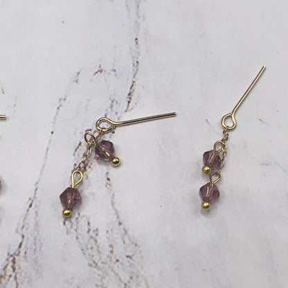 Purple Glass Teardrop Gold Doll Necklace Earrings Set • 16” Fashion Doll Jewelry
