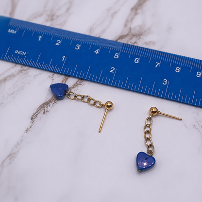 Blue Heart Dangle Doll Earrings • 18 Inch Fashion Doll Jewelry