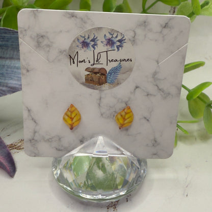 Golden Yellow Autumn Fall Leaf Post Doll Earrings • 18 Inch Fashion Doll Jewelry