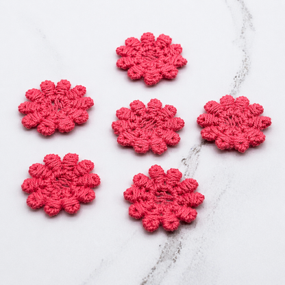 Set Of Six Pink Crochet Fabric Doilies Doily • Dollhouse Miniature Decor