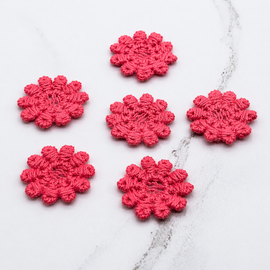 Set Of Six Pink Crochet Fabric Doilies Doily • Dollhouse Miniature Decor